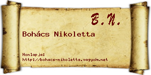 Bohács Nikoletta névjegykártya